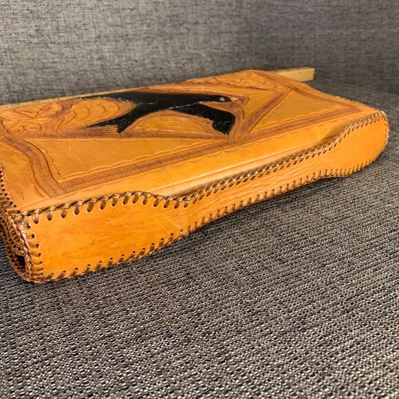 Vintage Hand Tooled Leather Noami Purse - floral large case handmade handbag - Picture 16 of 16